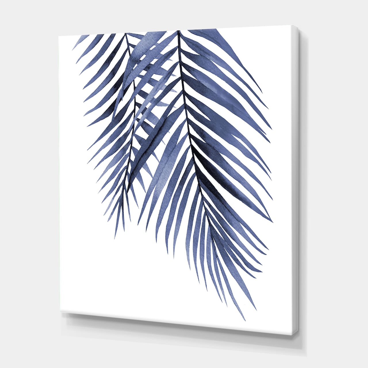 Designart - Blue Palm Leaves Abstract Tropical Branches - Traditional Canvas Wall Art Print
